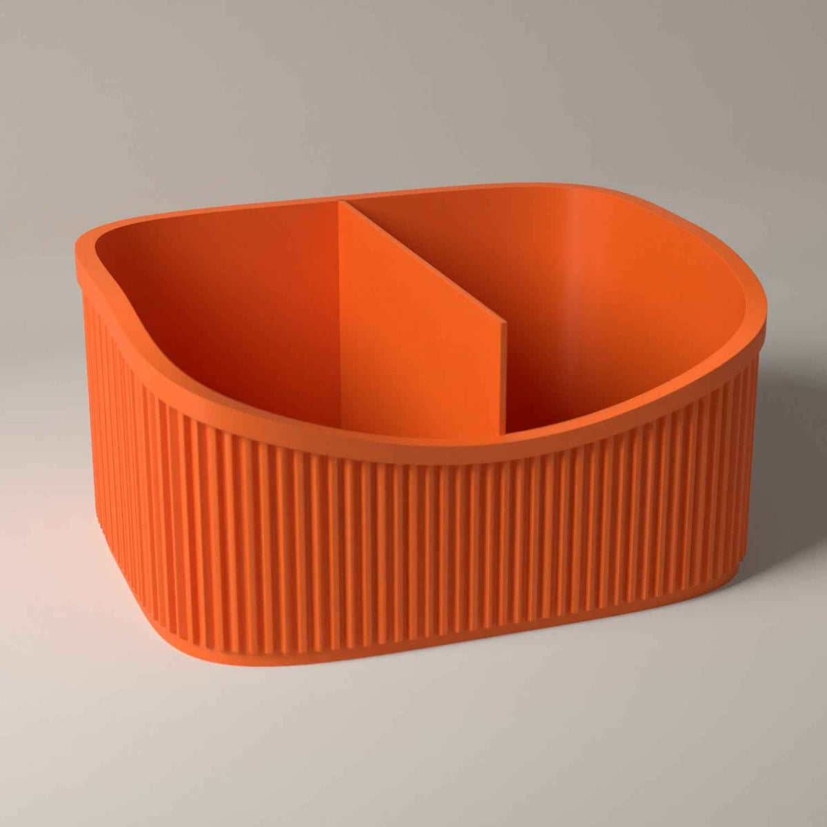Desk Organiser, Ribbed Multi-Section Storage for Stationery in orange