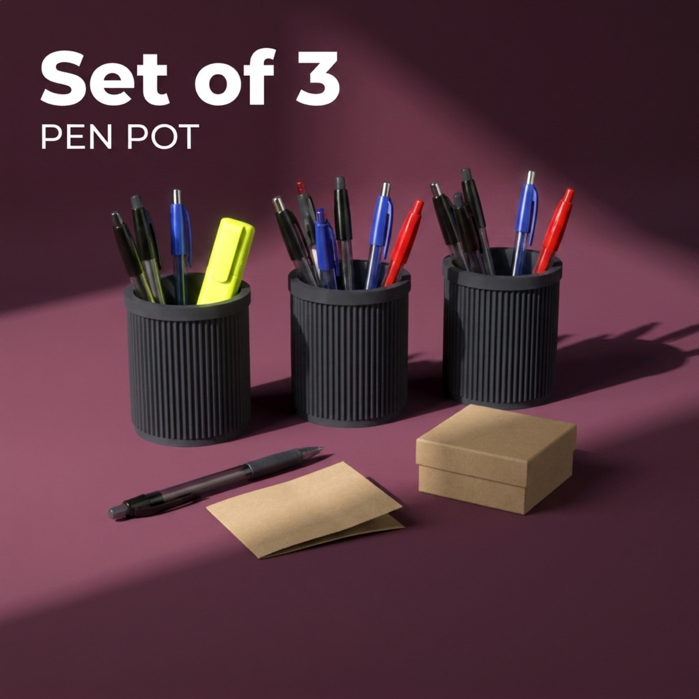 Pen Pot 3-Pack Grey White Black in Pen Pot 3-Pack Grey White Black, lifestyle photo