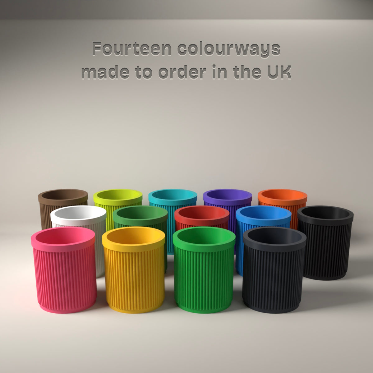 Pen Pot 3-Pack Grey White Black in Available in fourteen colours, made to order in the UK