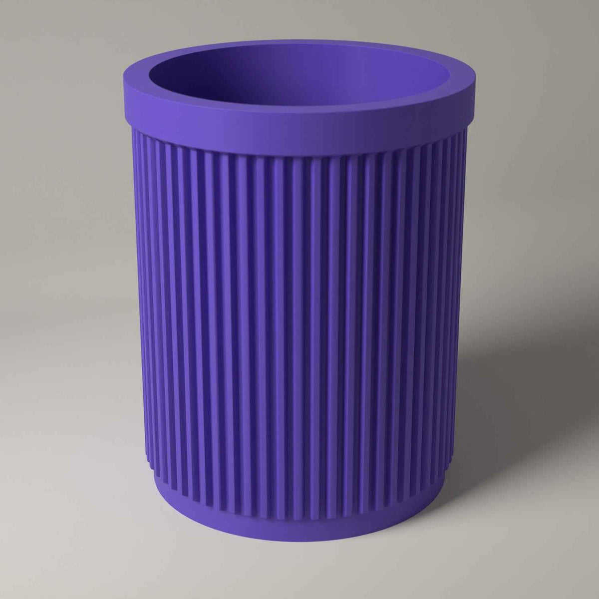 Ribbed Makeup Brush Holder - Upright Storage for Your Dressing Table in purple