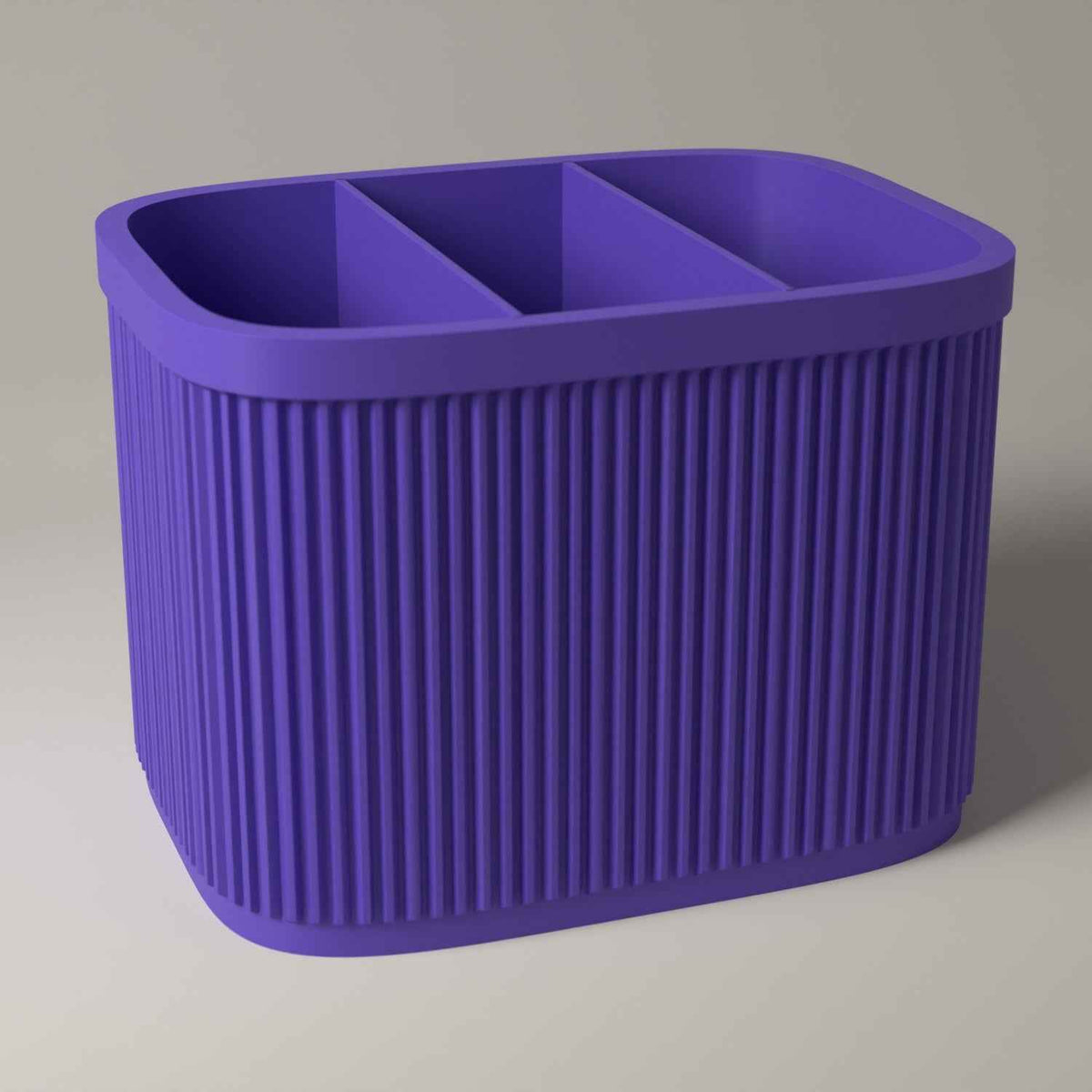 Ribbed Cutlery Caddy with Divided Storage for Table Organisation in purple