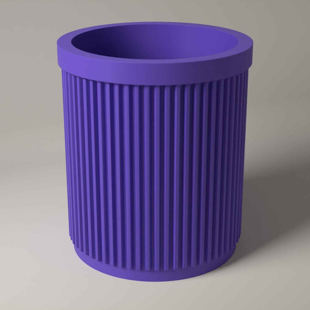 Ribbed Pen Pot for Pens and Pencils - Upright Desk Storage Holder in purple