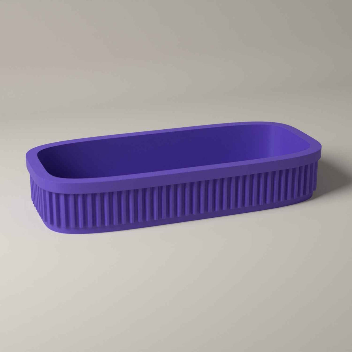 Ribbed Eyeglasses Tray - Shallow Bedside Storage for Reading Glasses in purple