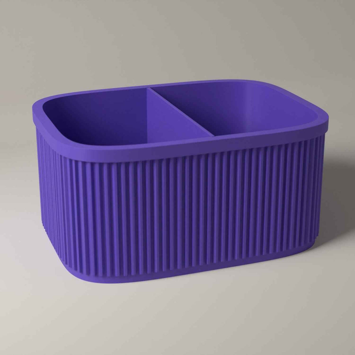 Ribbed Bedside Caddy - Tabletop Organiser for Nightstand Essentials in purple