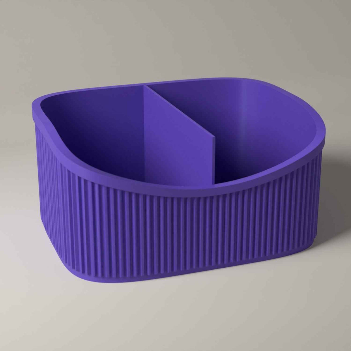 Desk Organiser, Ribbed Multi-Section Storage for Stationery in purple