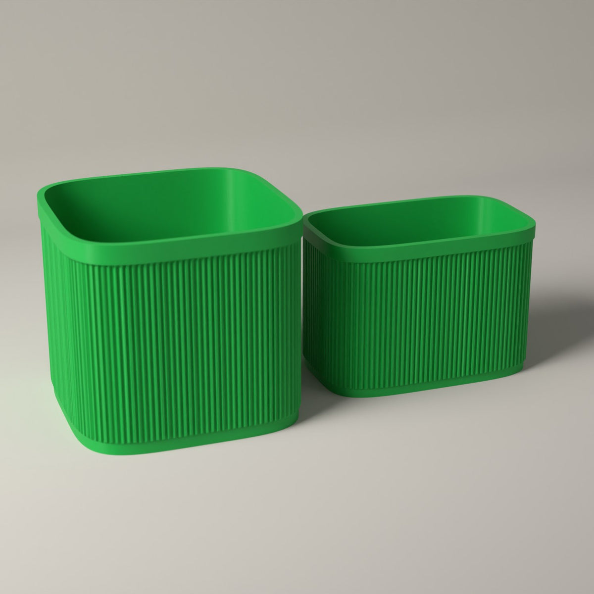 Ribbed 7 Inch Vinyl Storage Set of 2 with Record Crate and Singles Holder in forest green