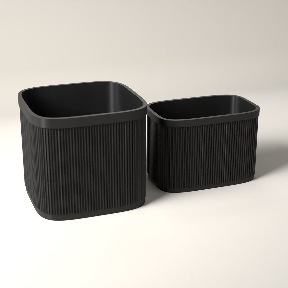 Ribbed 7 Inch Vinyl Storage Set of 2 with Record Crate and Singles Holder in black