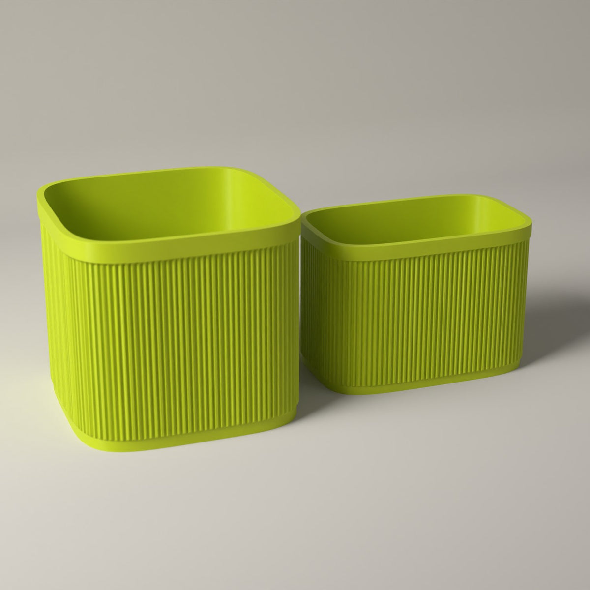 Ribbed 7 Inch Vinyl Storage Set of 2 with Record Crate and Singles Holder in bright green