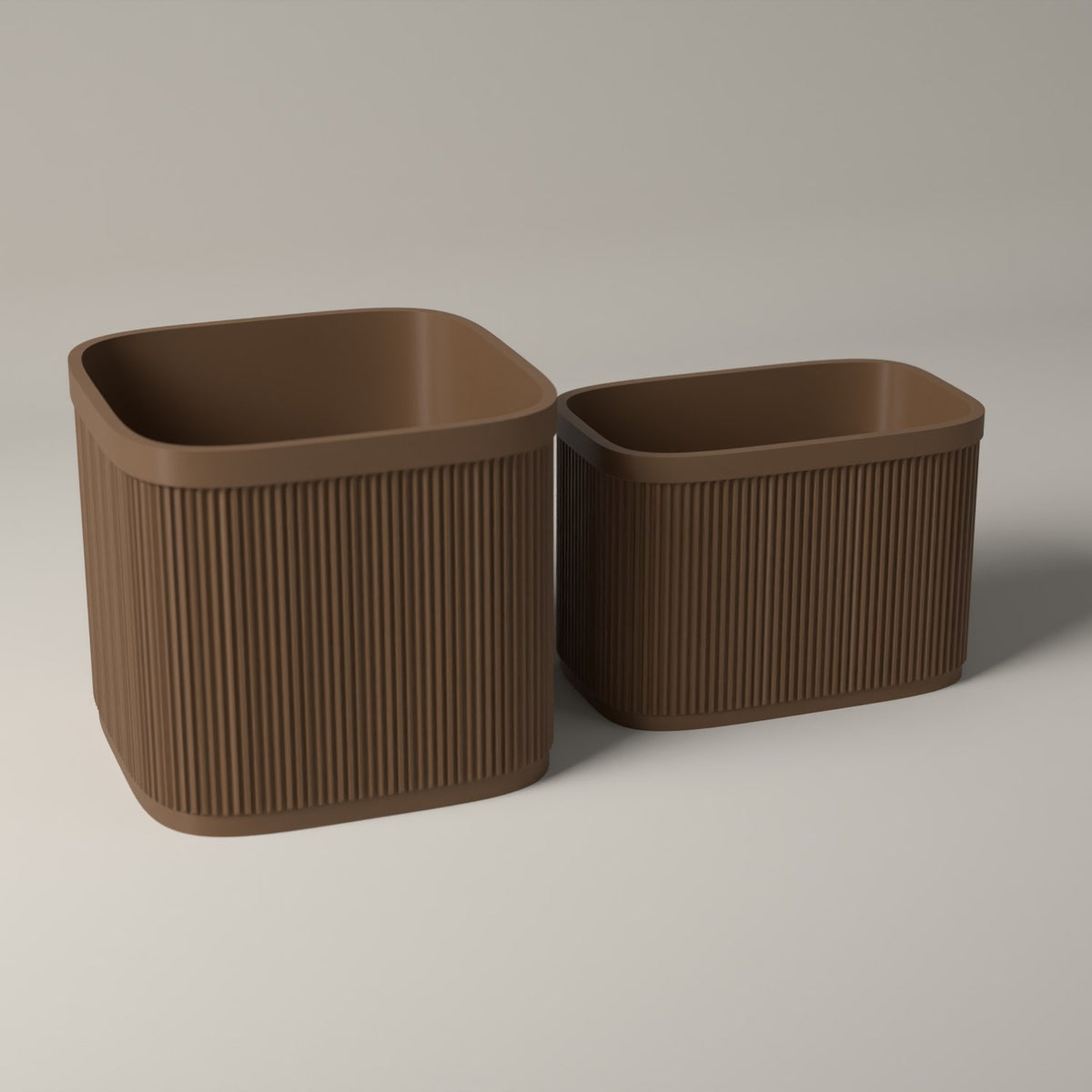 Ribbed 7 Inch Vinyl Storage Set of 2 with Record Crate and Singles Holder in cocoa brown