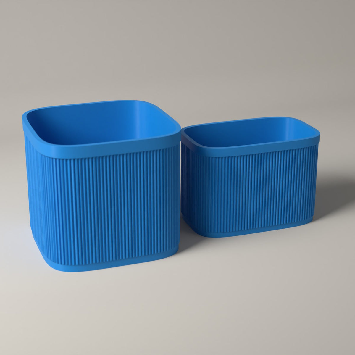 Ribbed 7 Inch Vinyl Storage Set of 2 with Record Crate and Singles Holder in cyan