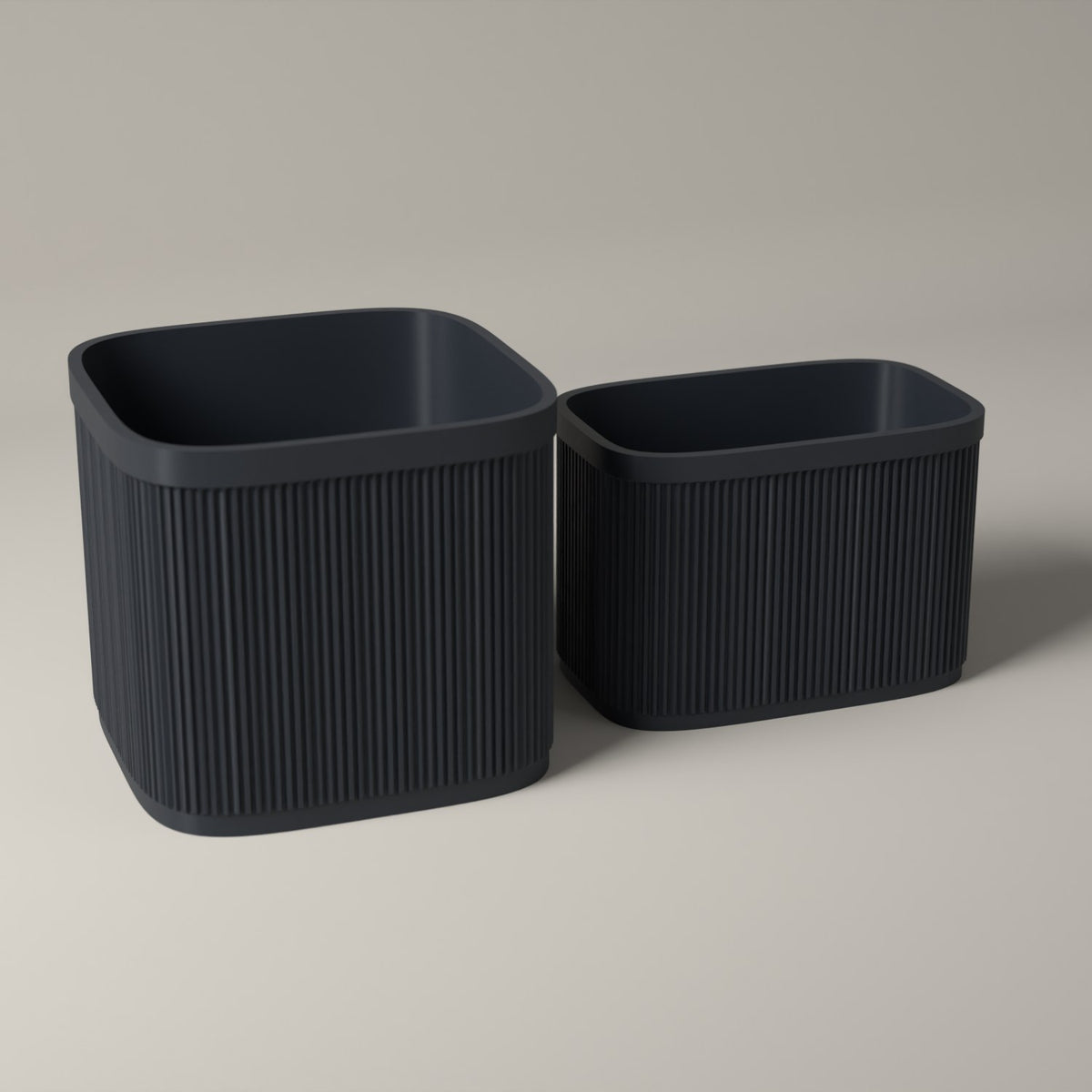 Ribbed 7 Inch Vinyl Storage Set of 2 with Record Crate and Singles Holder in grey