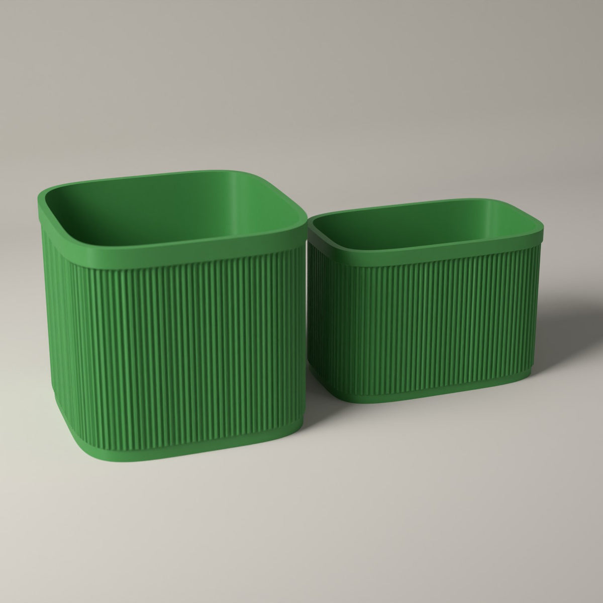 Ribbed 7 Inch Vinyl Storage Set of 2 with Record Crate and Singles Holder in mistletoe green