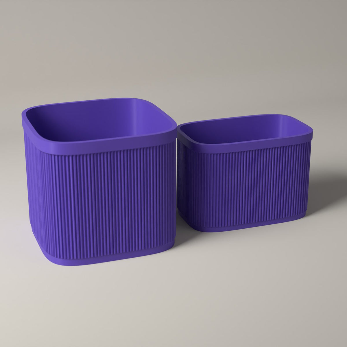 Ribbed 7 Inch Vinyl Storage Set of 2 with Record Crate and Singles Holder in purple