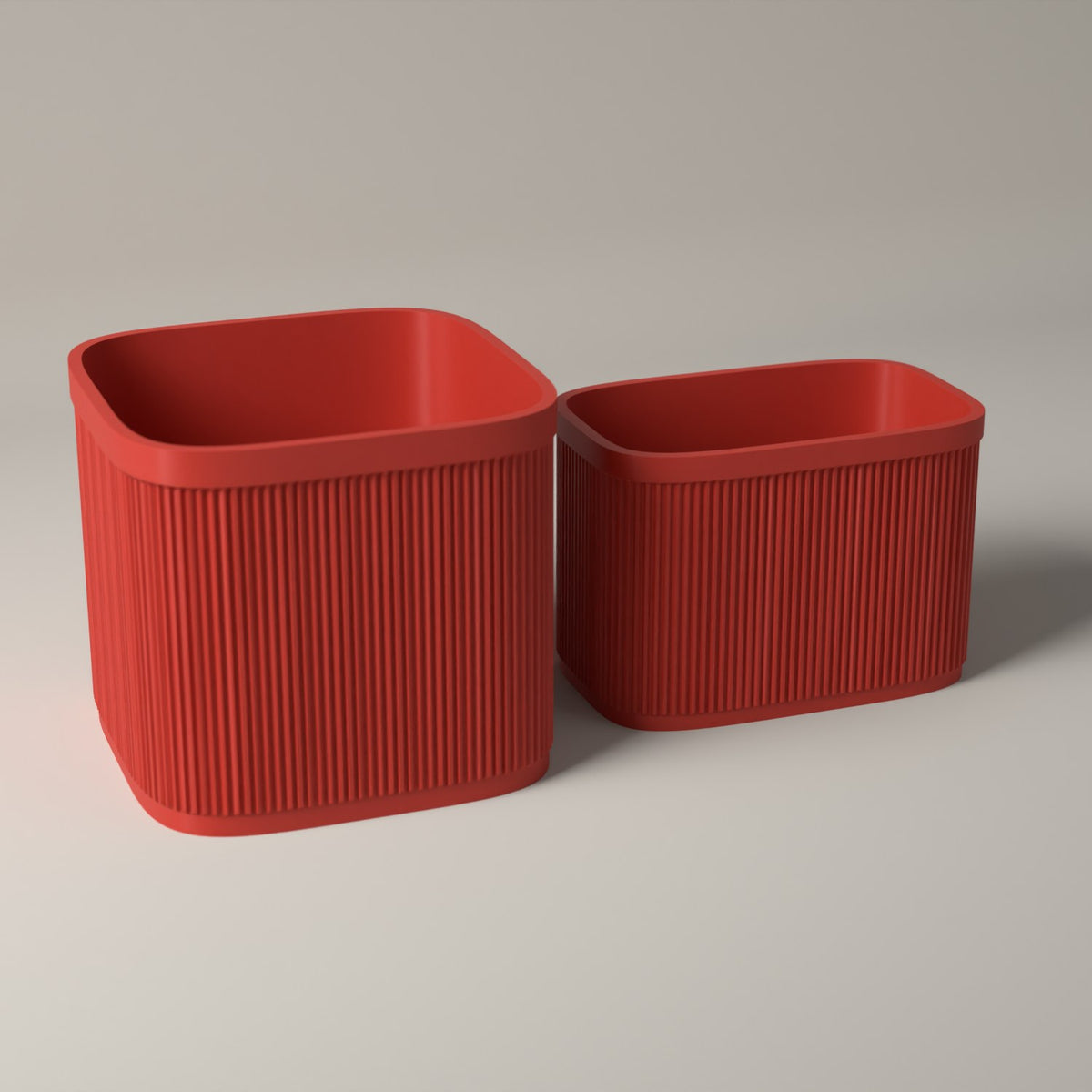 Ribbed 7 Inch Vinyl Storage Set of 2 with Record Crate and Singles Holder in red