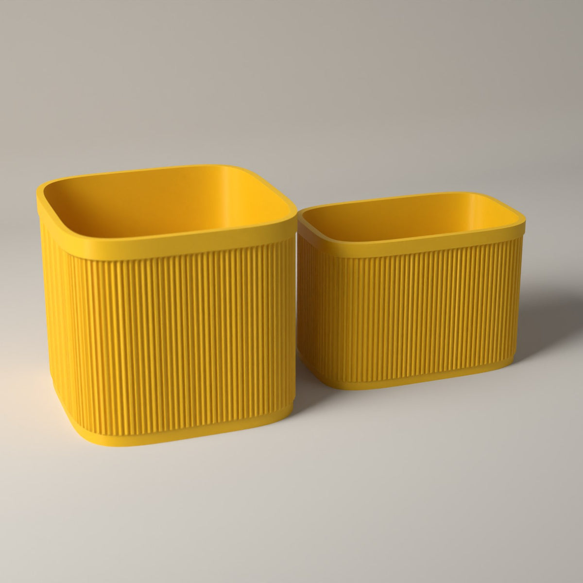 Ribbed 7 Inch Vinyl Storage Set of 2 with Record Crate and Singles Holder in sunflower yellow