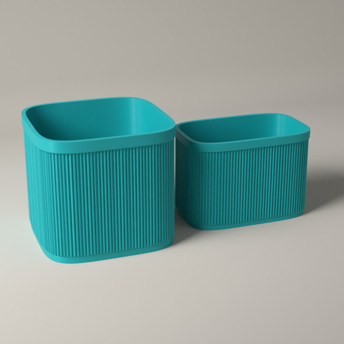 Ribbed 7 Inch Vinyl Storage Set of 2 with Record Crate and Singles Holder in turquoise