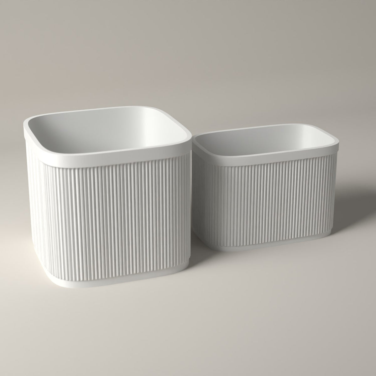 Ribbed 7 Inch Vinyl Storage Set of 2 with Record Crate and Singles Holder in white