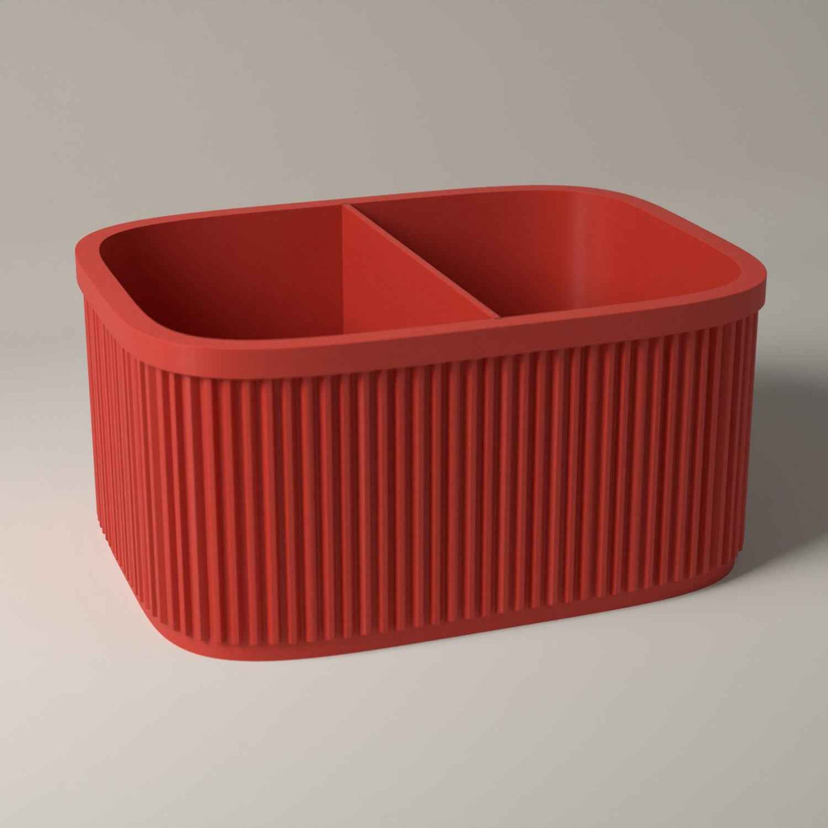 Ribbed Bedside Caddy - Tabletop Organiser for Nightstand Essentials in red