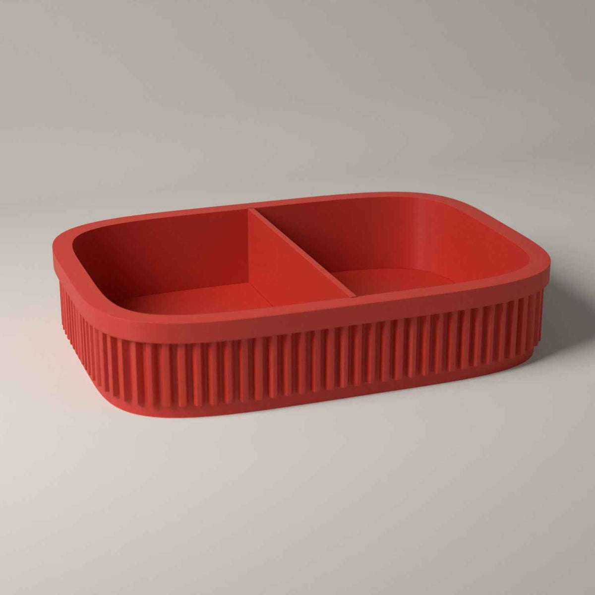 Ribbed Coin and Money Tray - Small Catch All for Keys and Loose Change in red