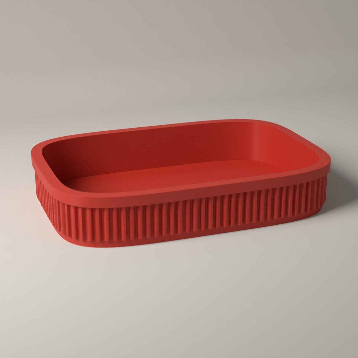 Ribbed Catch-All Tray for Keys, Coins and Jewellery in red