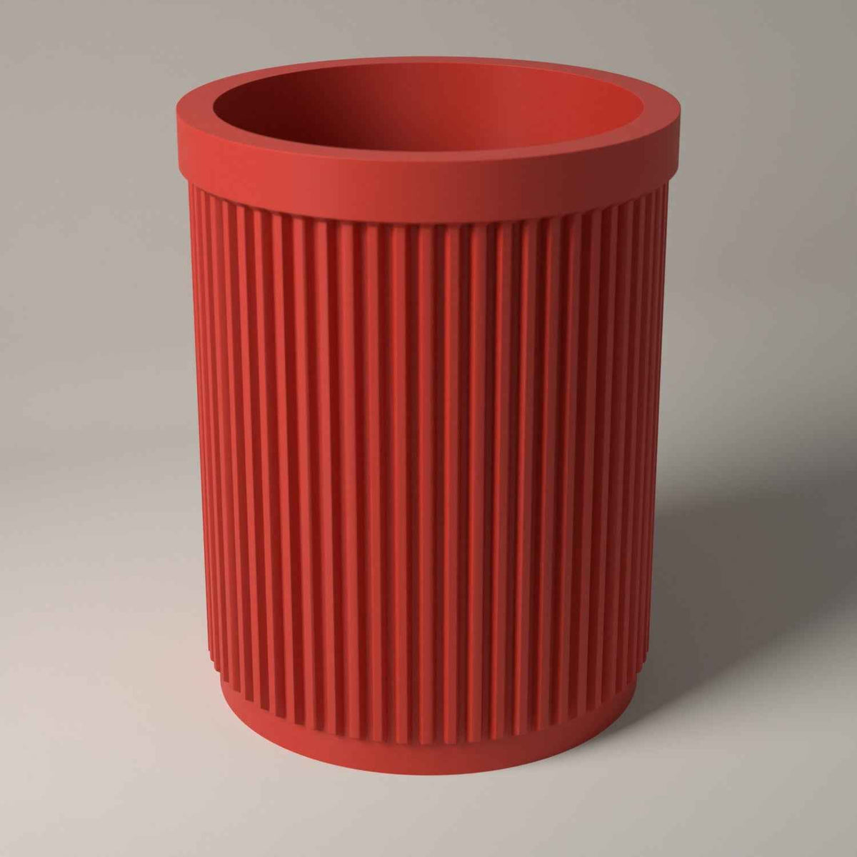 Ribbed Makeup Brush Holder - Upright Storage for Your Dressing Table in red