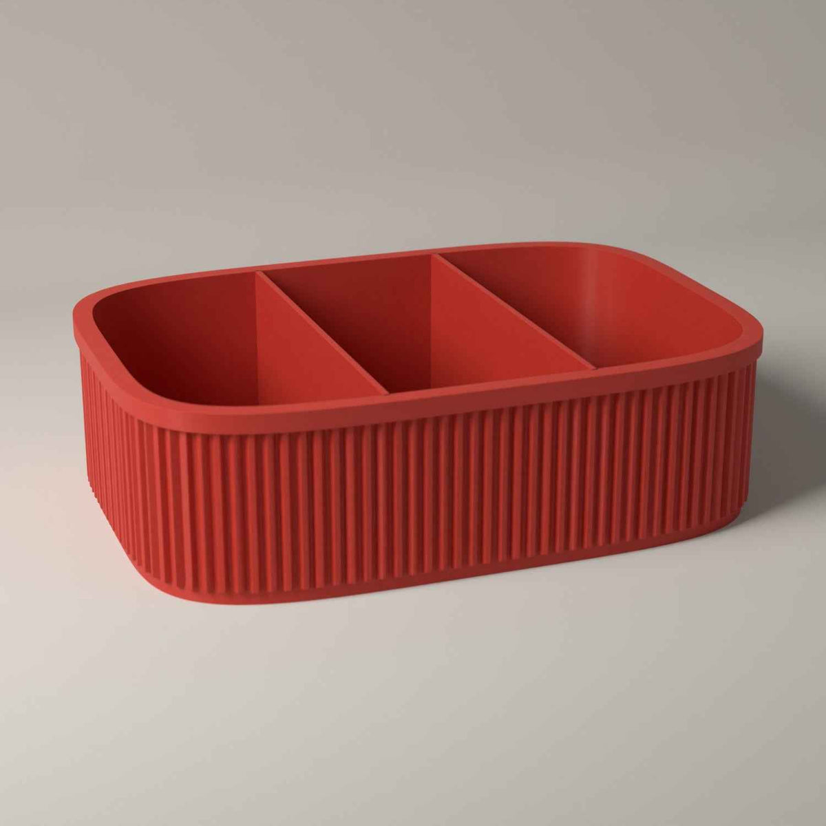 Divided Snack Box, Ribbed Organiser for Individually Wrapped Treats in red