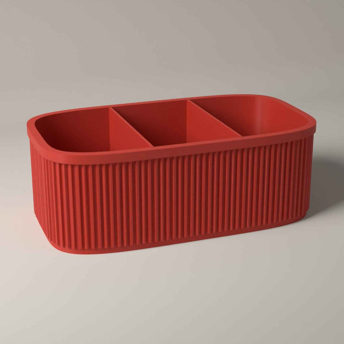 Ribbed Teacher Desk Caddy - Classroom Stationery Storage Organiser in red