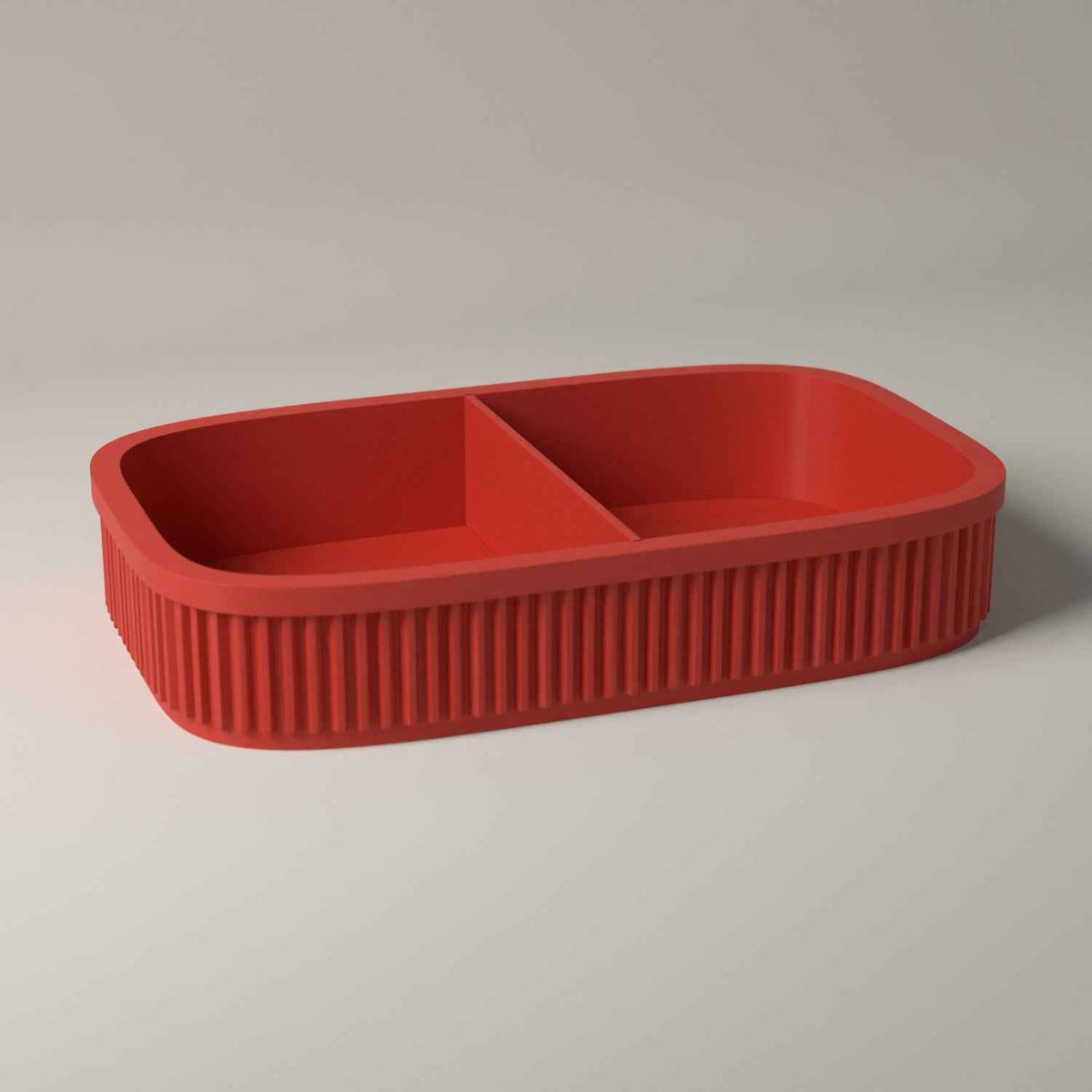 Divided Key Tray, Ribbed Hallway Organiser for Keys, Cards and Coins in red