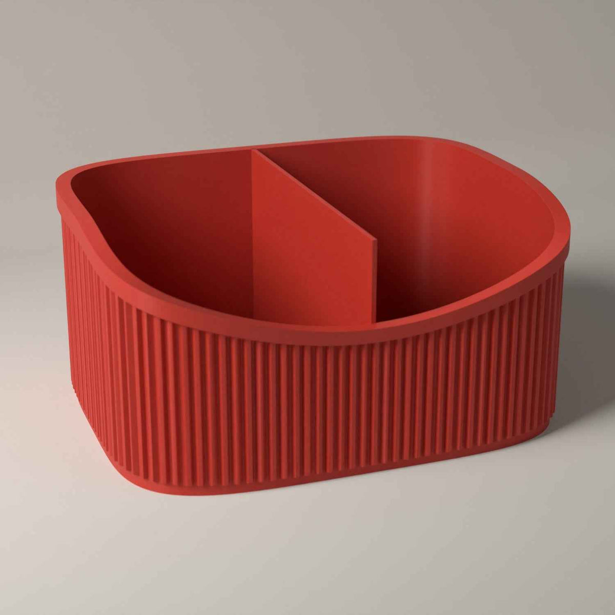 Desk Organiser, Ribbed Multi-Section Storage for Stationery in red
