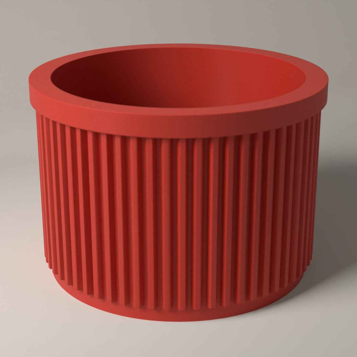 Ribbed Lip Balm Holder Pot for Dressing Table and Desk Storage in red