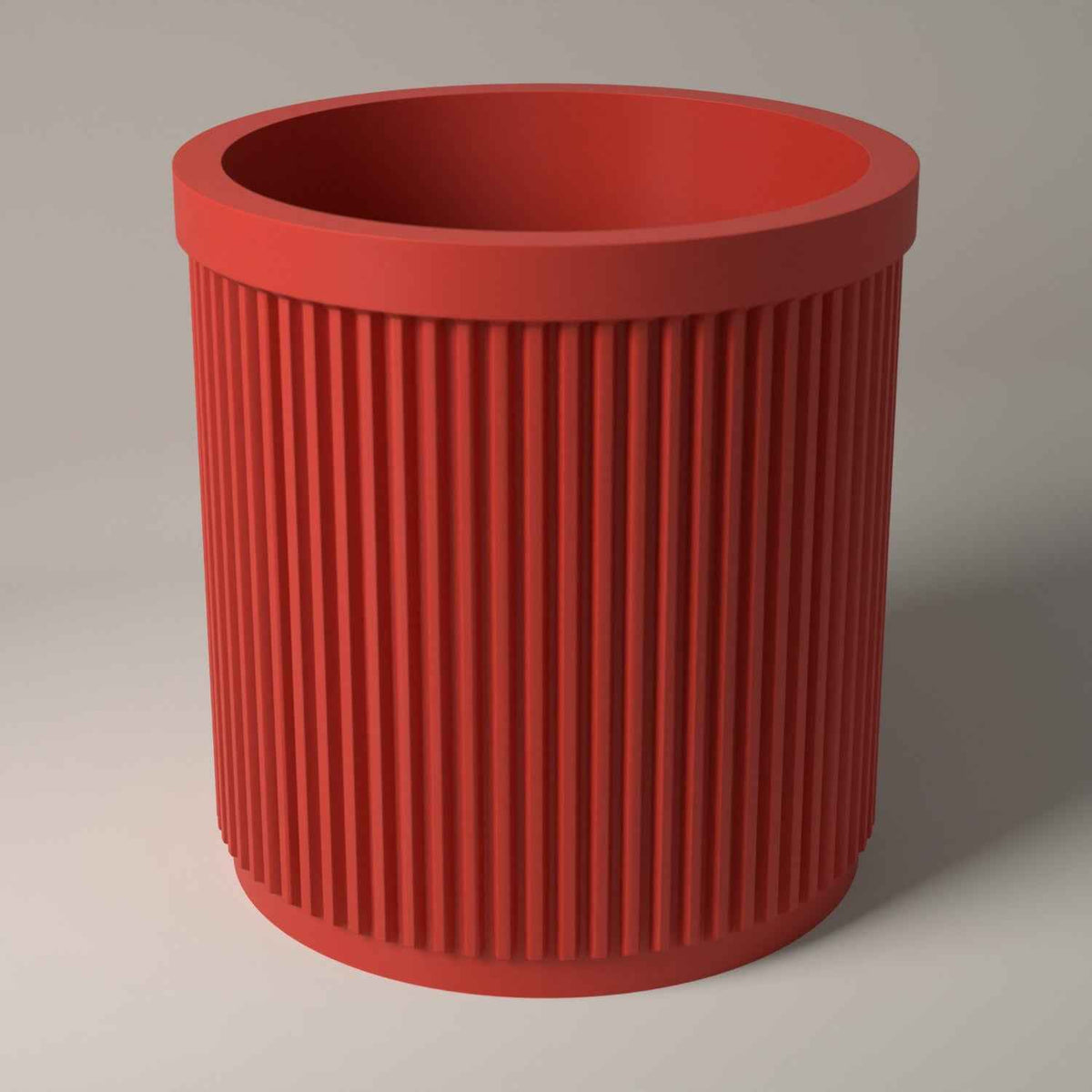 Pencil Pot, Ribbed Desktop Holder for Pens, Pencils and Markers in red