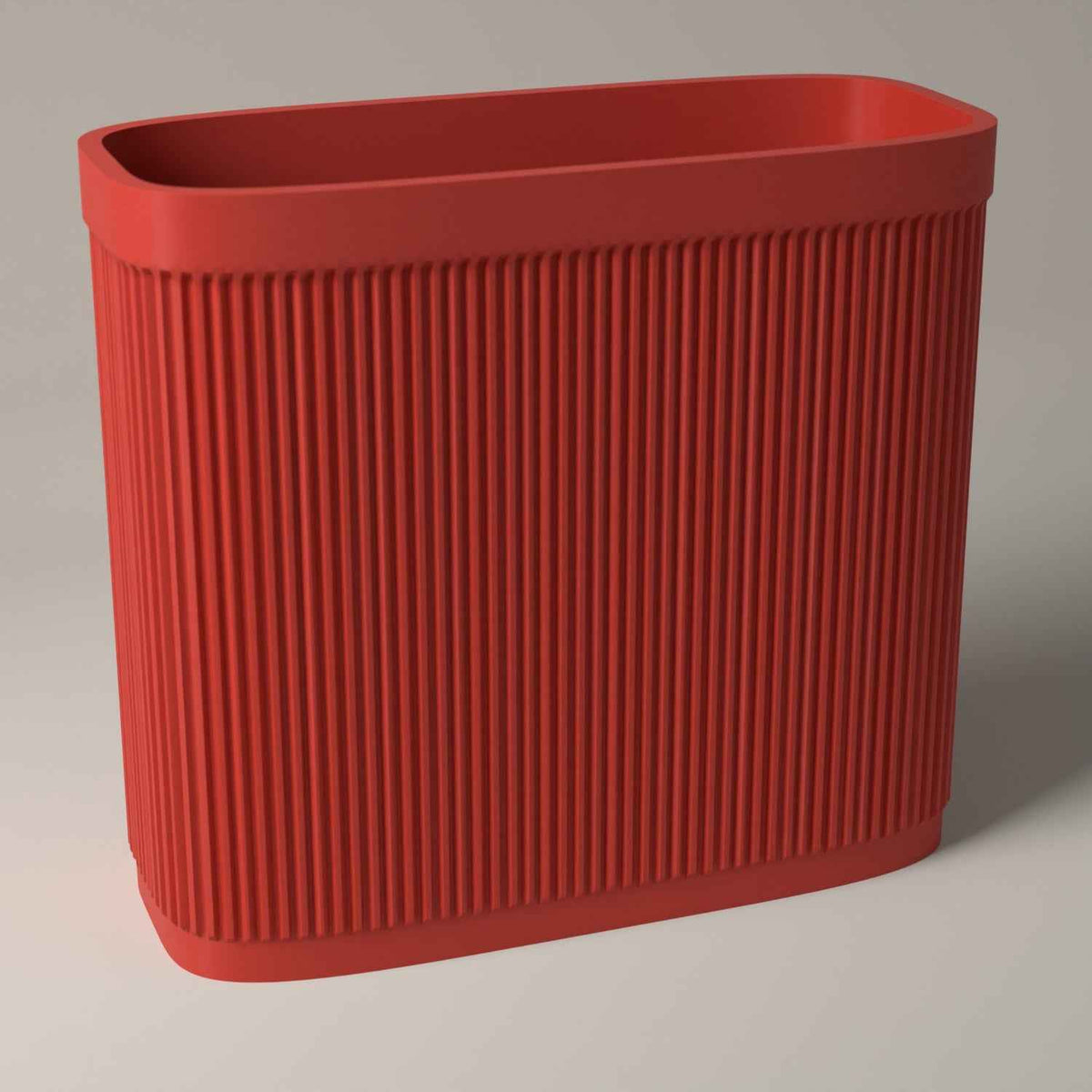Ribbed Magazine Rack for Upright Magazine and Book Storage in red