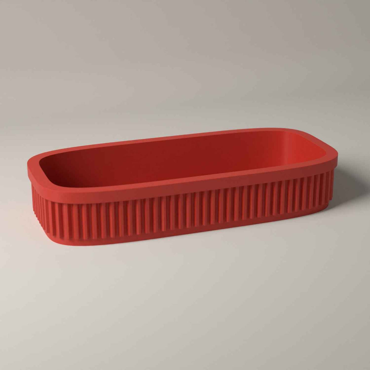 Ribbed Eyeglasses Tray - Shallow Bedside Storage for Reading Glasses in red