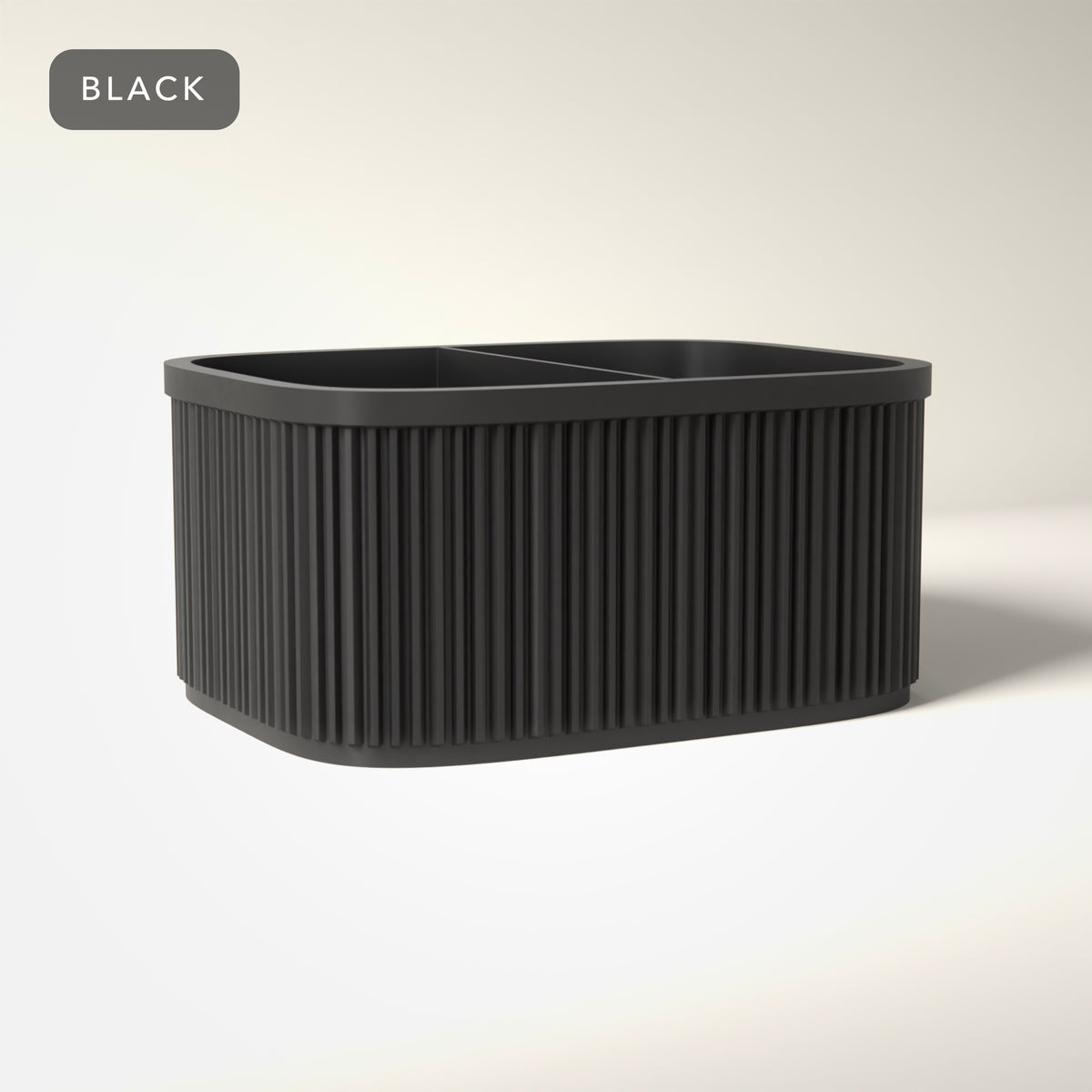Ribbed Bedside Caddy in Black