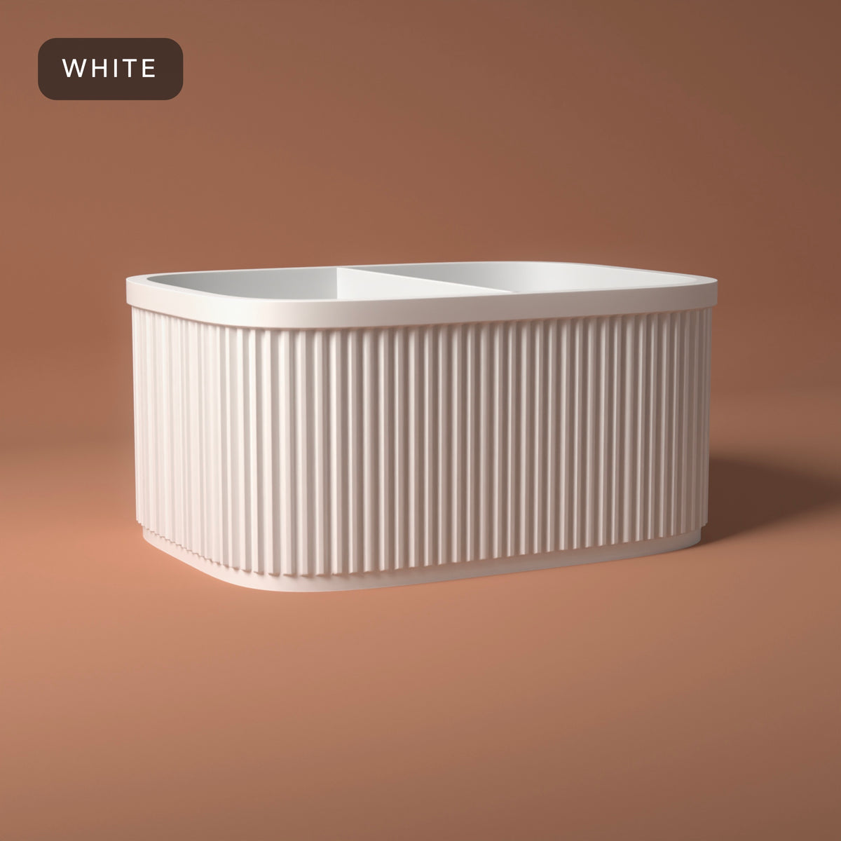 Ribbed Bedside Caddy in White