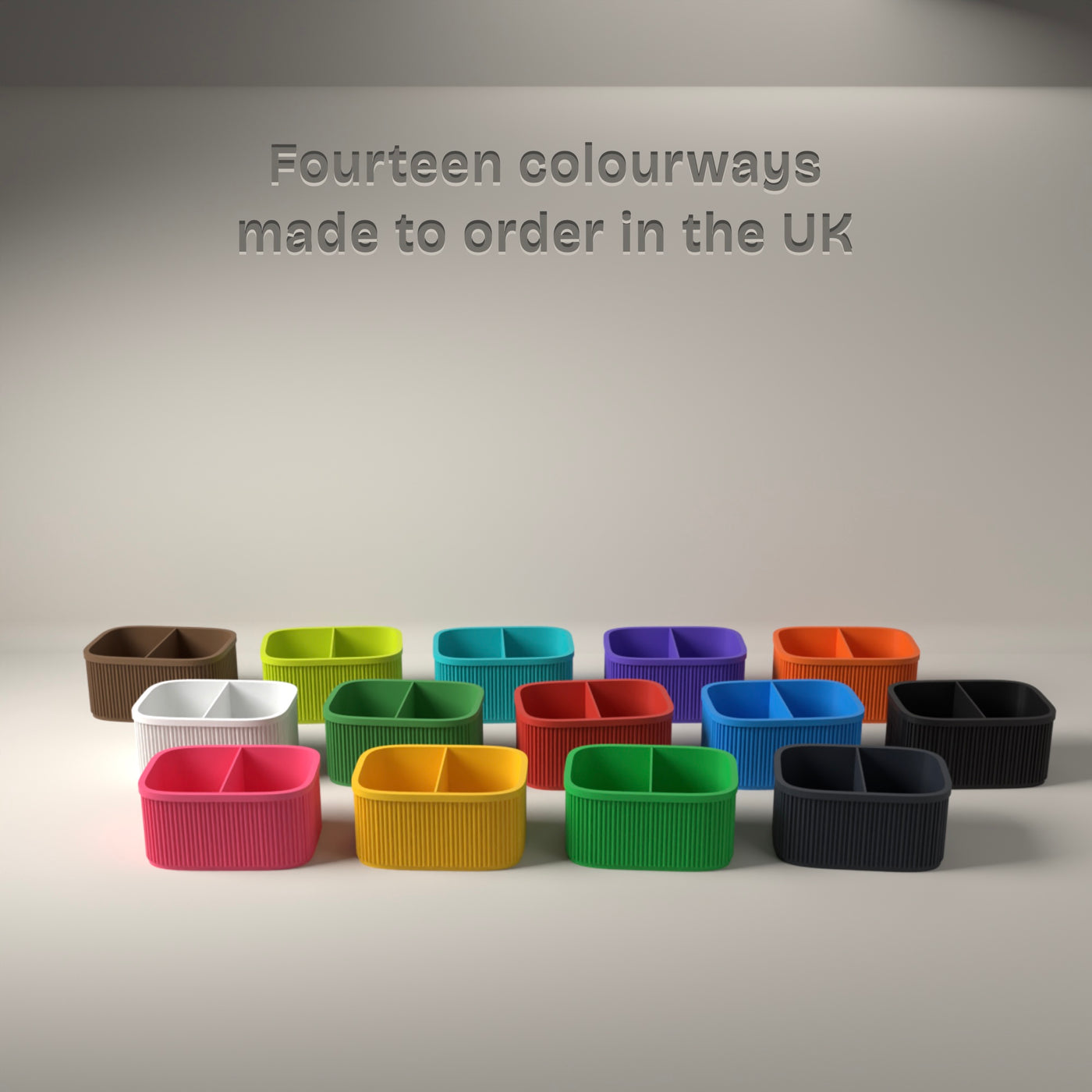 Ribbed Bedside Caddy in Available in fourteen colours, made to order in the UK