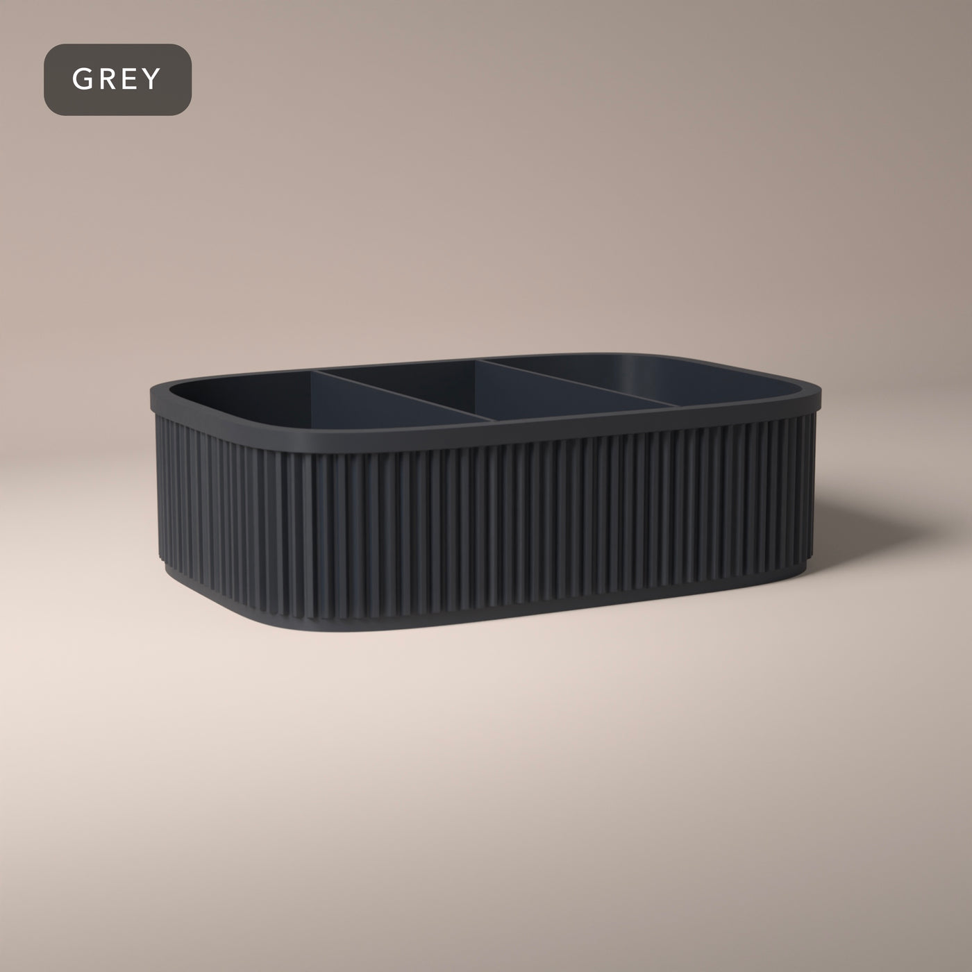 Ribbed Divided Snack Box in Grey