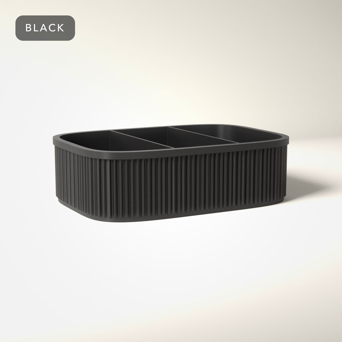 Ribbed Divided Snack Box in Black