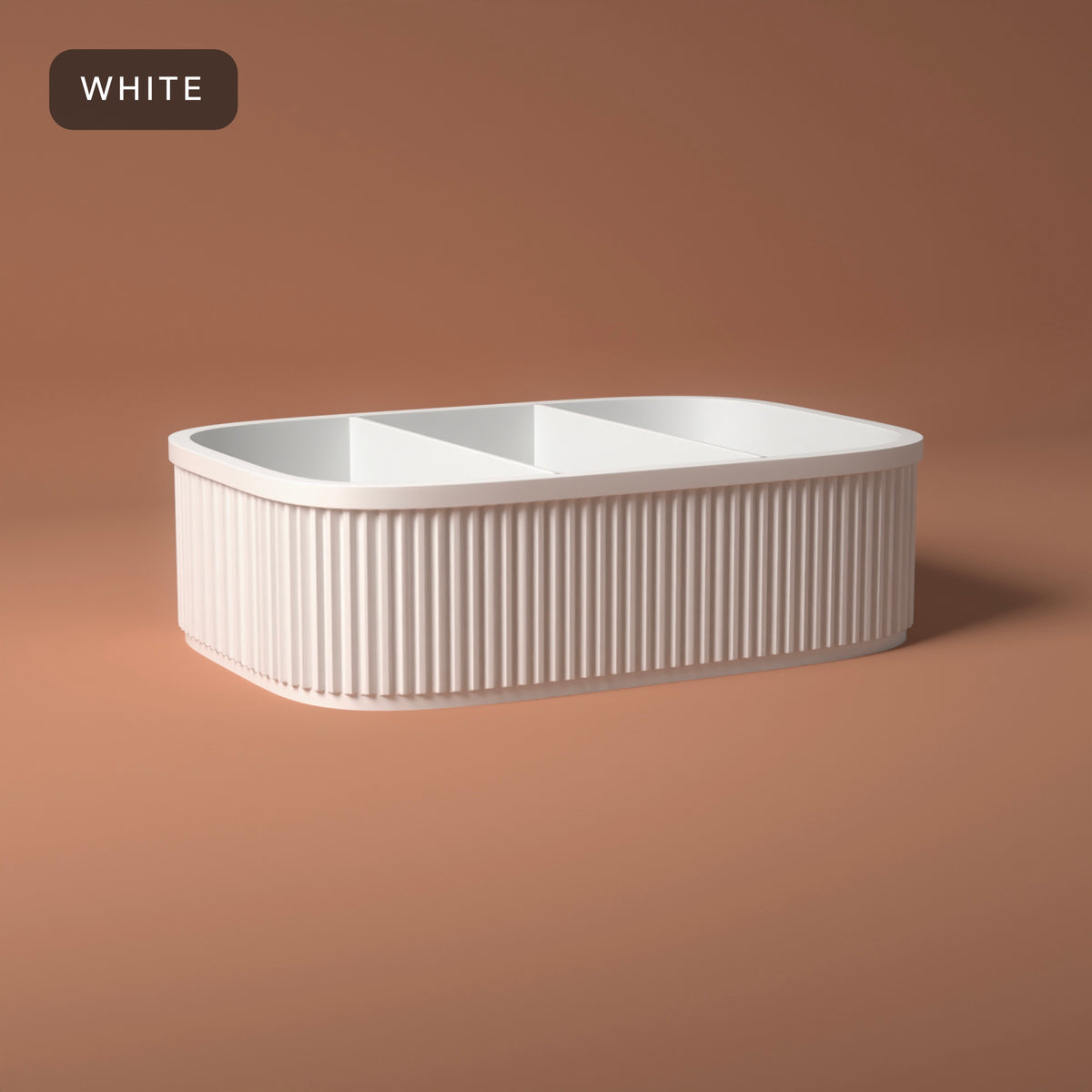 Ribbed Divided Snack Box in White