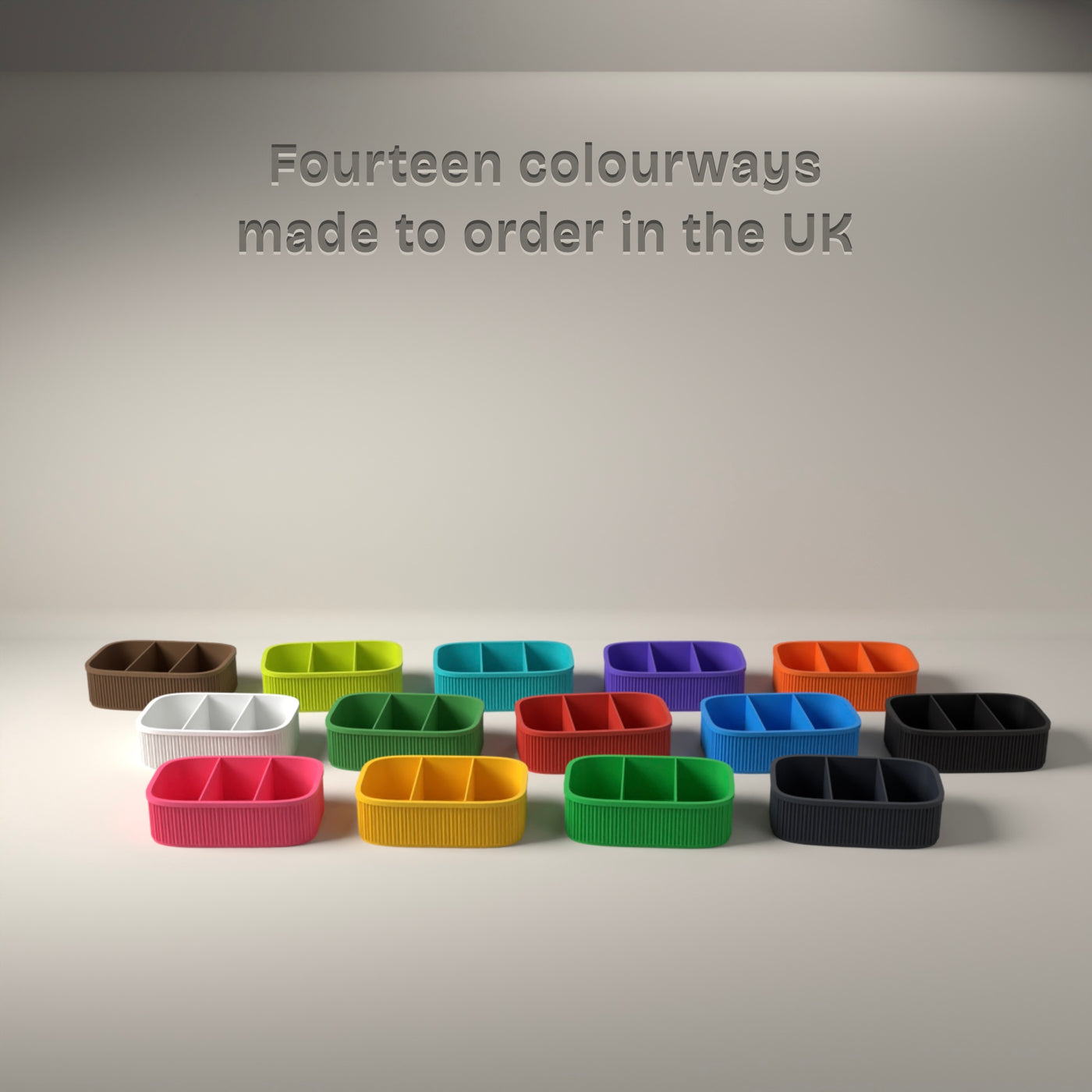 Ribbed Divided Snack Box in Available in fourteen colours, made to order in the UK