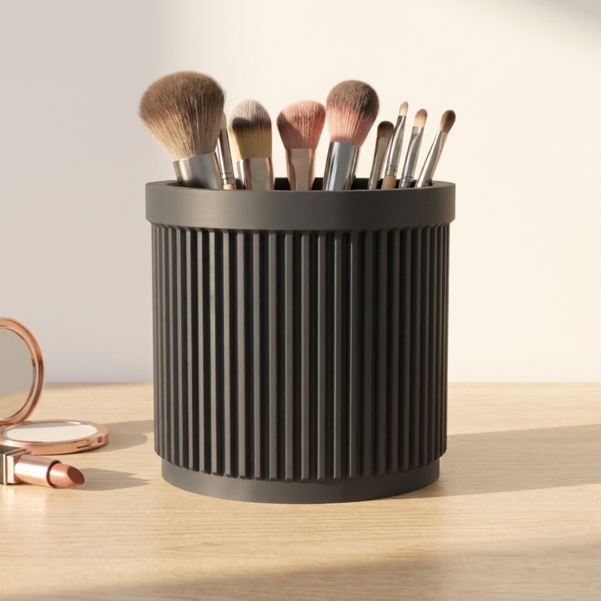 Ribbed Makeup Brush Holder in Ribbed Makeup Brush Holder, lifestyle photo
