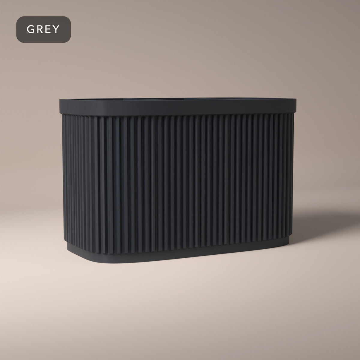 Ribbed Pen Holder 3 Compartments in Grey
