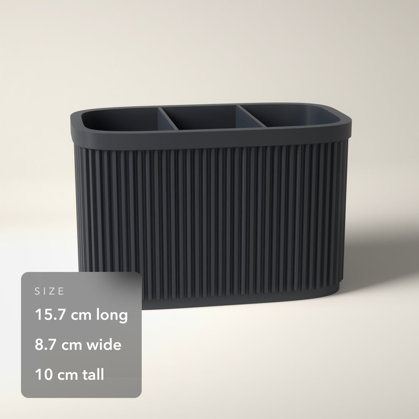 Ribbed Pen Holder 3 Compartments in Ribbed Pen Holder 3 Compartments, size