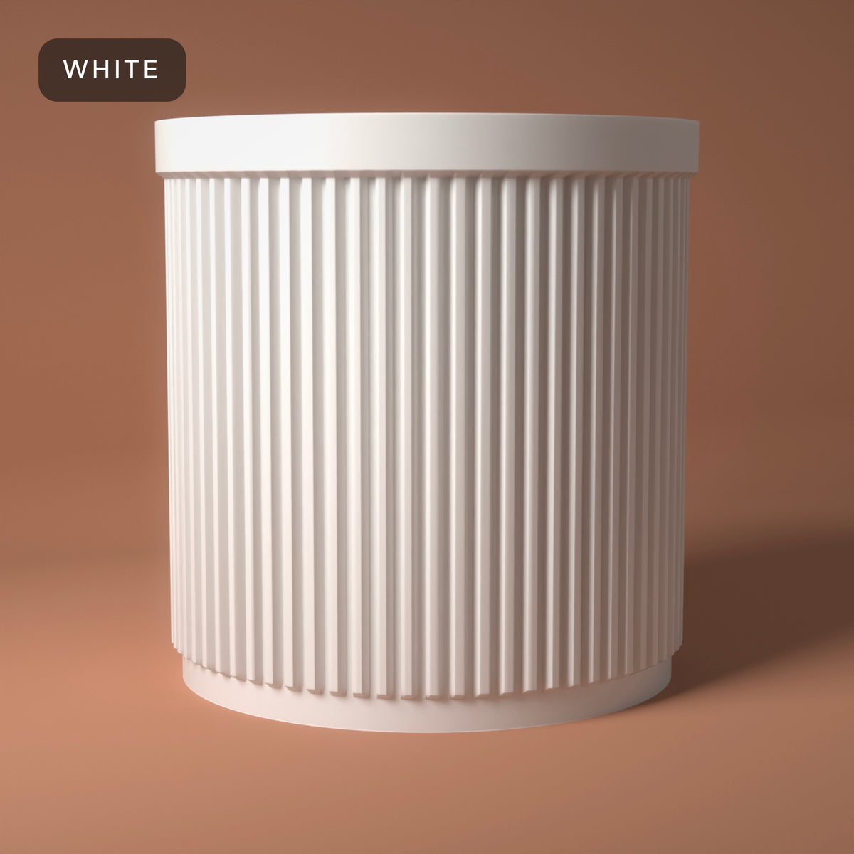 Ribbed Pencil Pot with Divider in White
