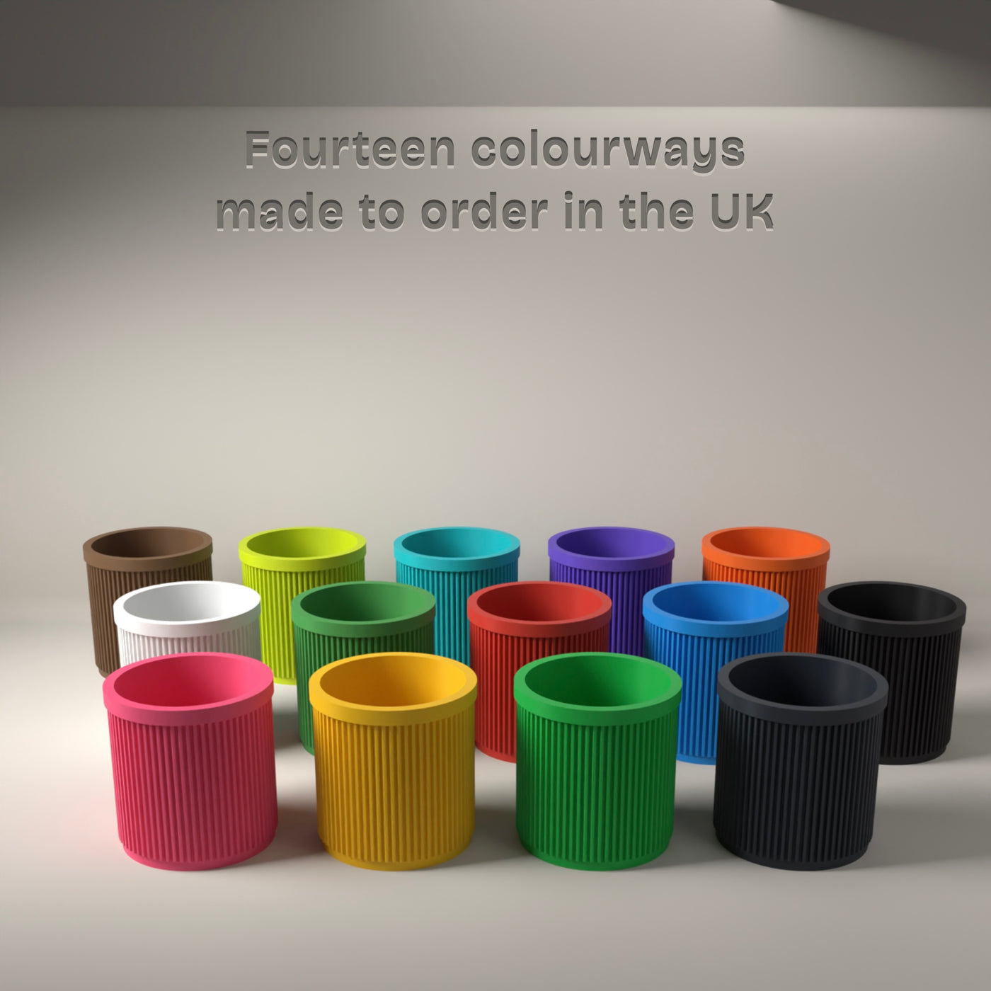 Ribbed Pencil Pot with Divider in Available in fourteen colours, made to order in the UK