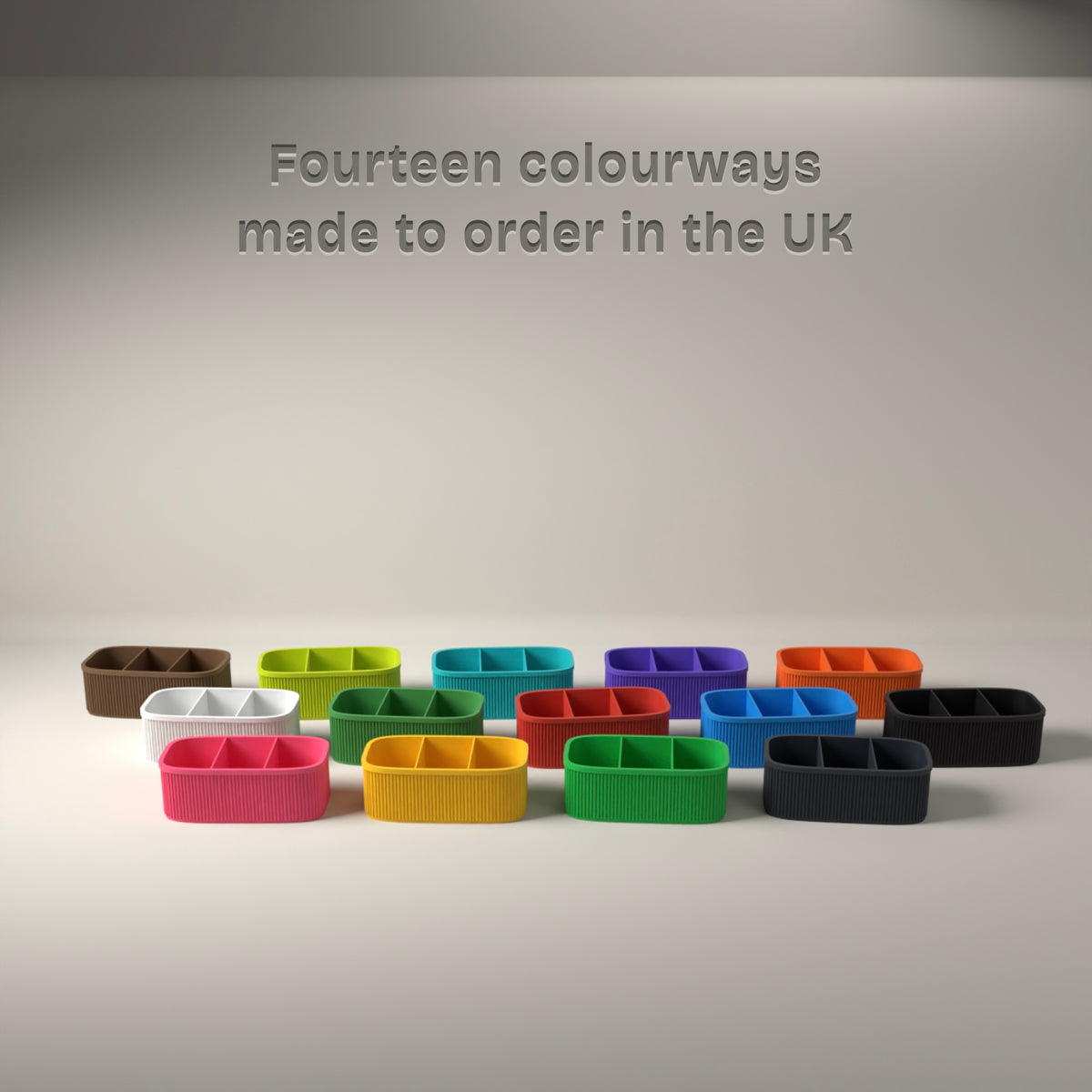 Ribbed Teacher Desk Caddy in Available in fourteen colours, made to order in the UK