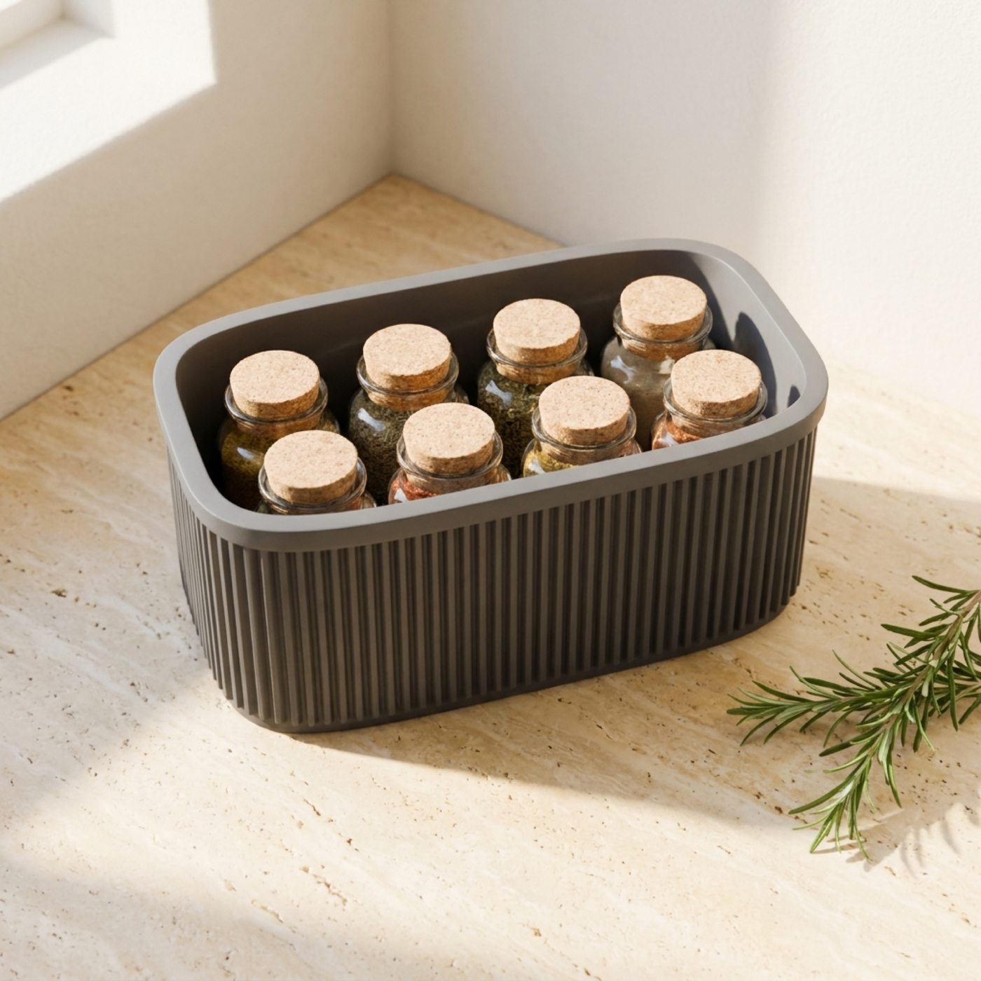 Ribbed Tiered Spice Rack in Ribbed Tiered Spice Rack, lifestyle photo
