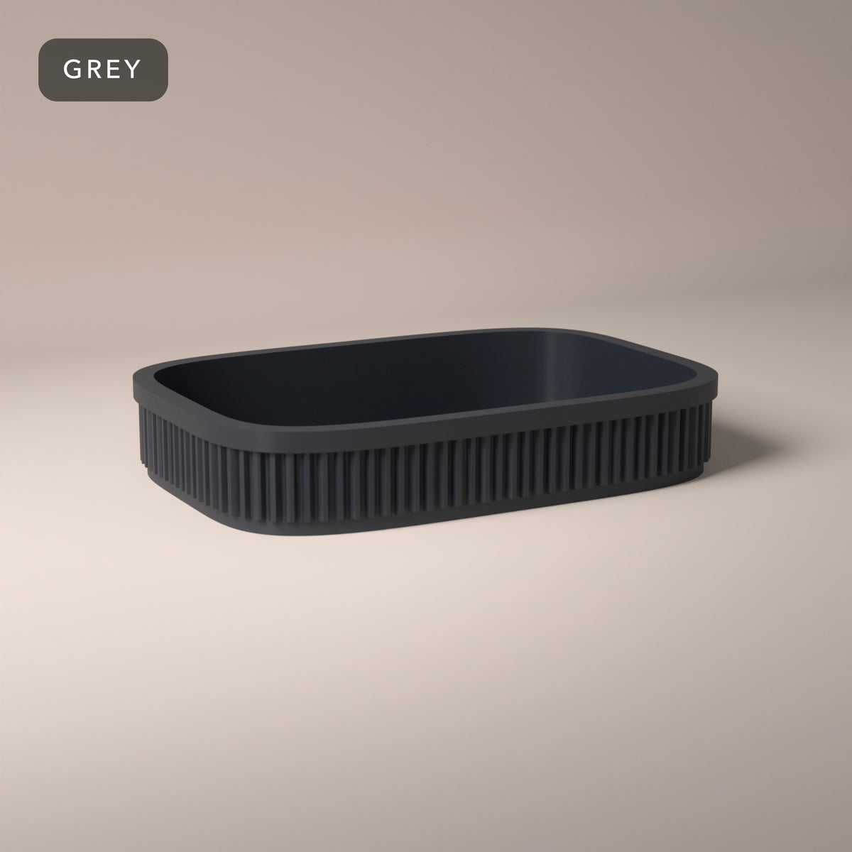 Ribbed Vanity Tray in Grey