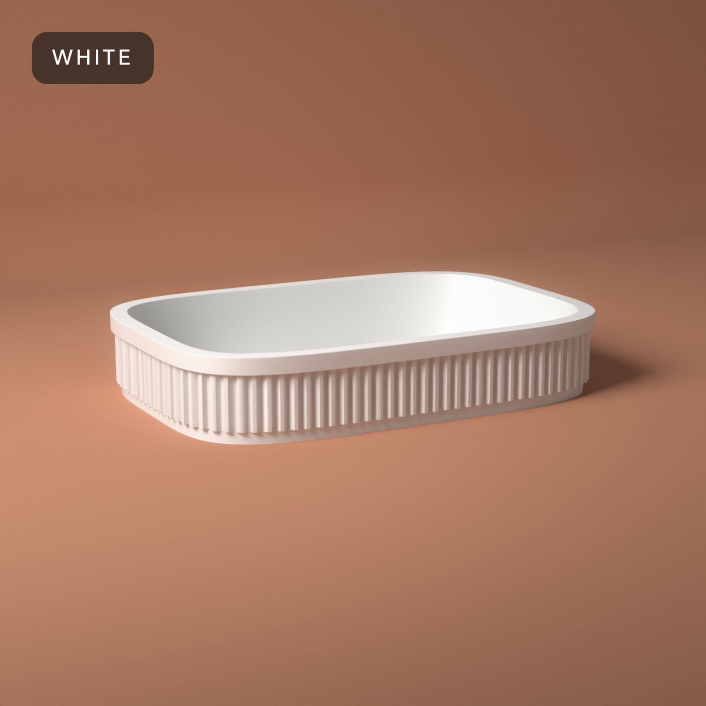 Ribbed Vanity Tray in White