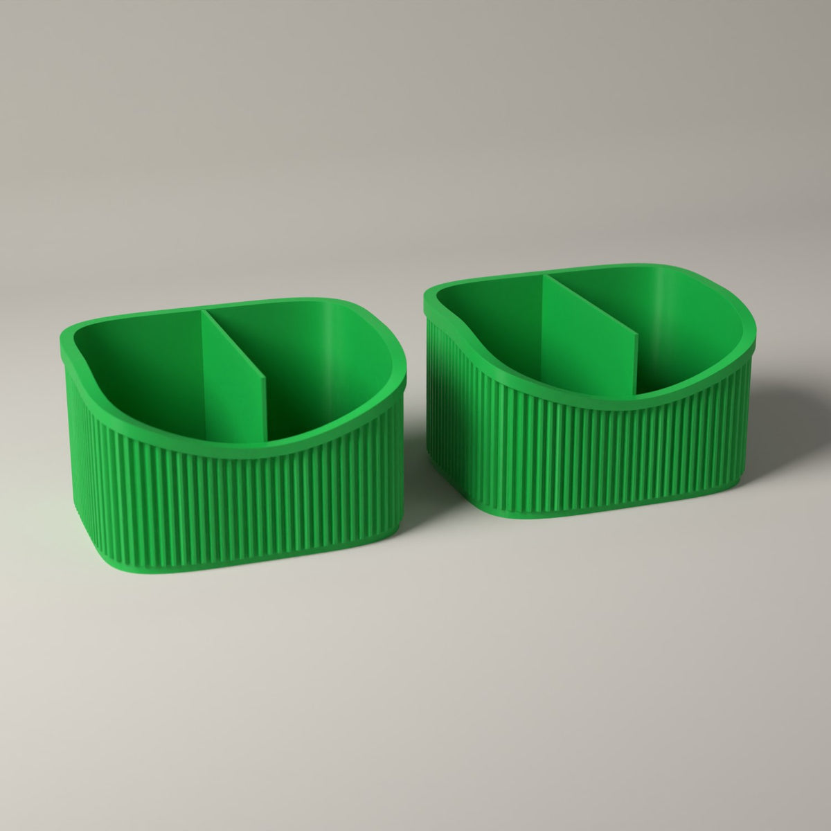 Small Ribbed Makeup Organiser Caddies for Vanity Storage, Set of 2 in forest green